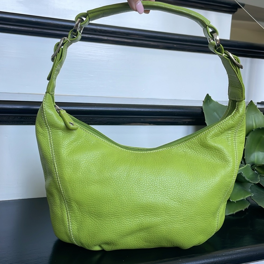 New Tignanello Genuine leather lime green shoulder handbag purse